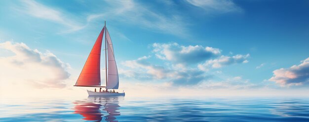 A sailboat in distress on a clear ocean under a bright sky Concept Seascape Photography Nautical Themes Dramatic Lighting Adventure Scenes Marine Life