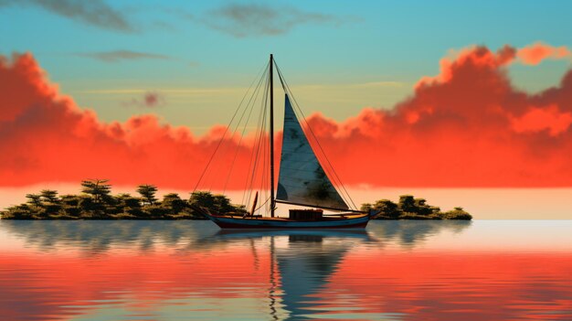 Sailboat in the lagoon