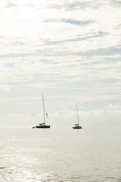 Sailboat moored in the sea