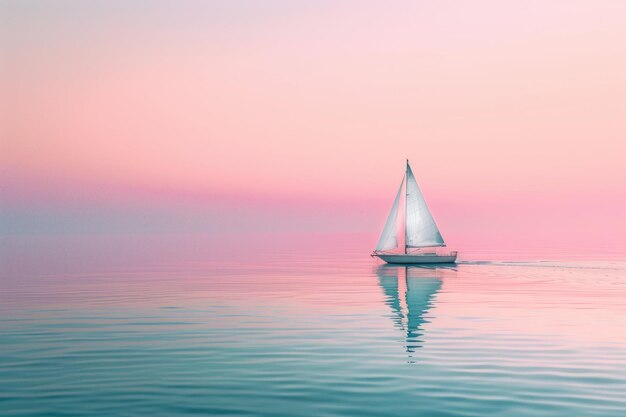 Foto barca a vela al tramonto di pastel