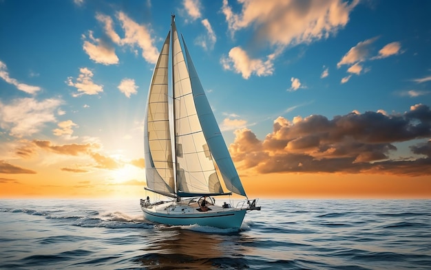 A sailboat sailing in the ocean on a sunny day AI