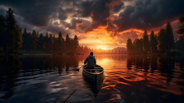 Foto barca a vela al tramonto ai