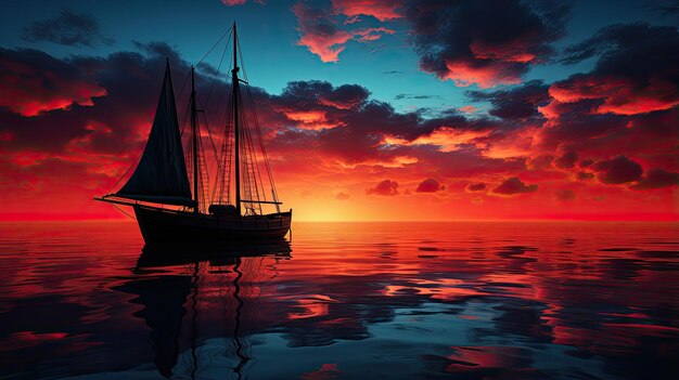 premium-ai-image-sailboat-at-sunset-time