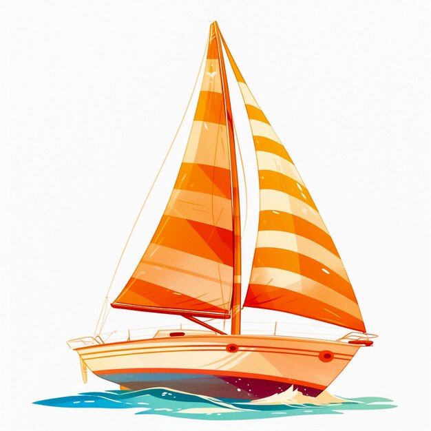 Photo a sailboat with orange sails and a white background