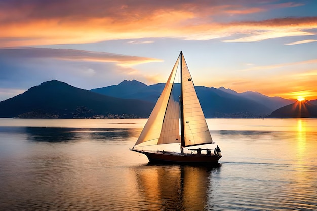 A sailboat with the word " sail " on the side.