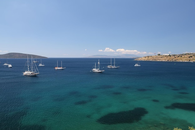 Sailboats in Bodrum Town Mugla City Turkey