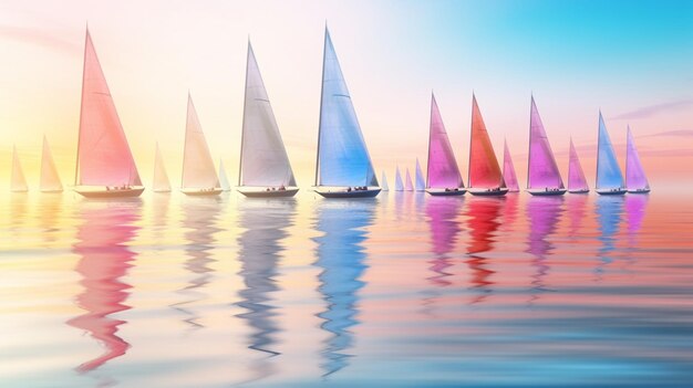 Sailboats expedition are odd colored metallics Ai generated art