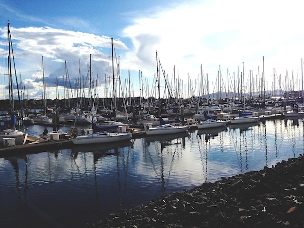 Photo sailboats in marina