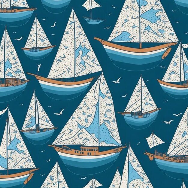 Photo sailboats pattern seamless