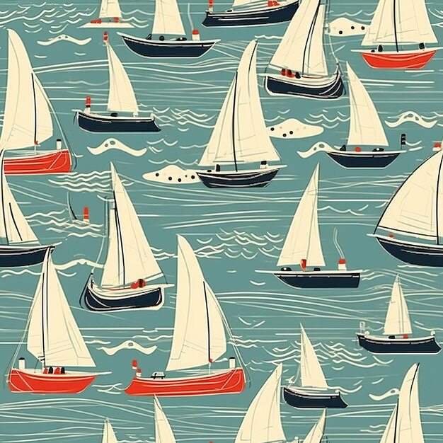 Sailboats pattern seamless