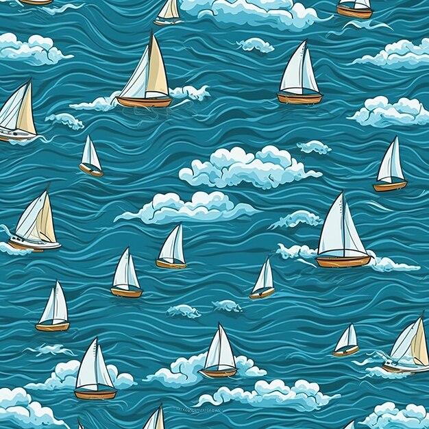 Sailboats pattern seamless