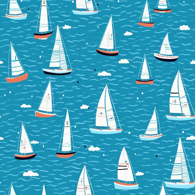 Sailboats pattern seamless