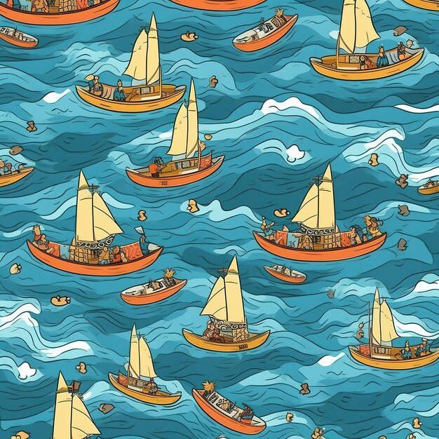 Sailboats pattern seamless