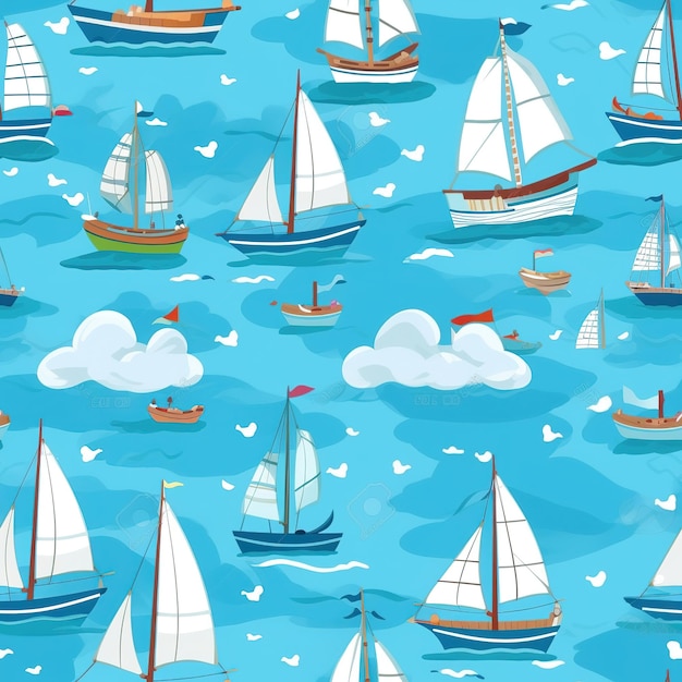 Sailboats pattern seamless