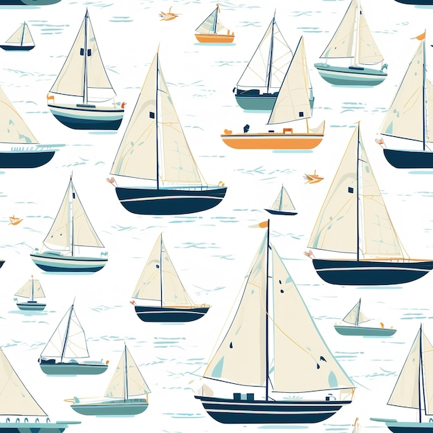 Sailboats pattern seamless