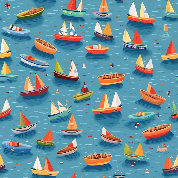 Sailboats pattern seamless