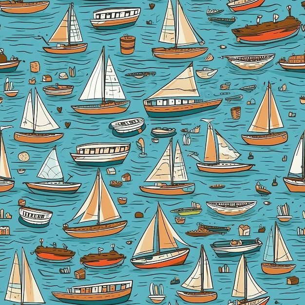 Sailboats pattern seamless