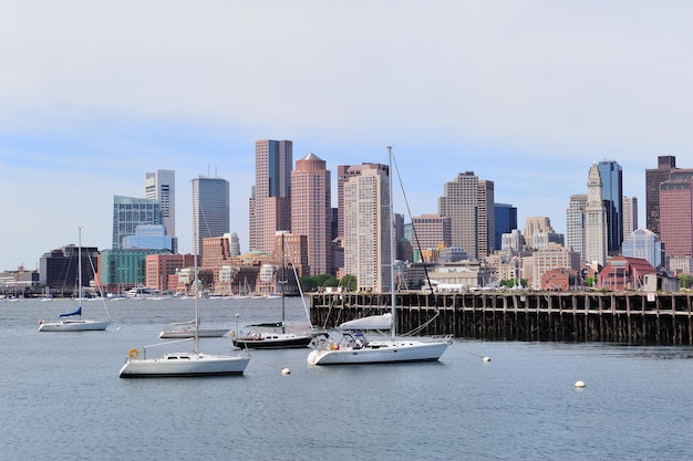 Sailing boat and Boston downtown