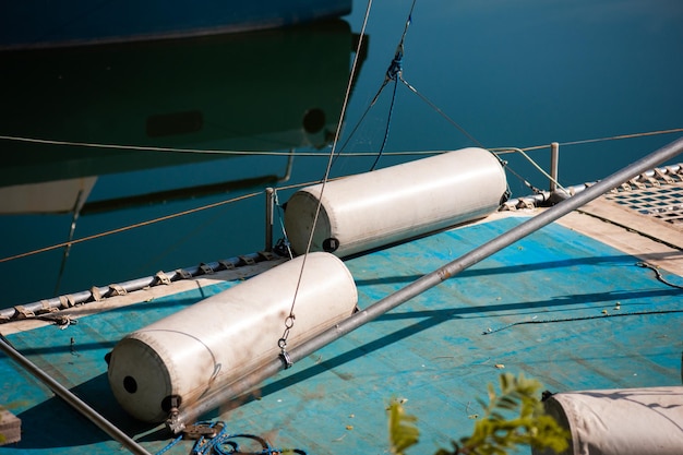 sailing boat details yacht on the sea