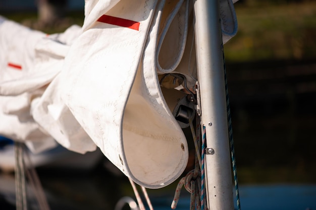 sailing boat details yacht on the sea