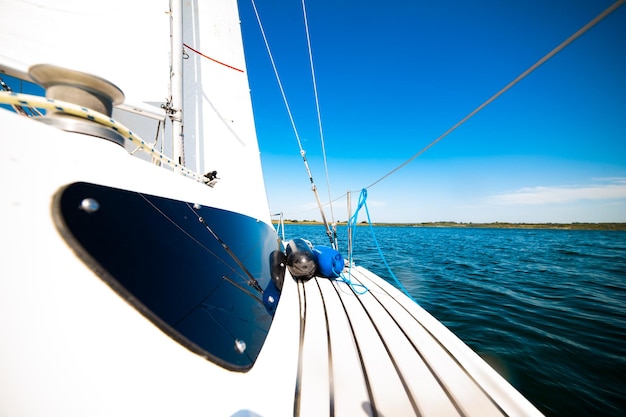 sailing boat details yacht on the sea