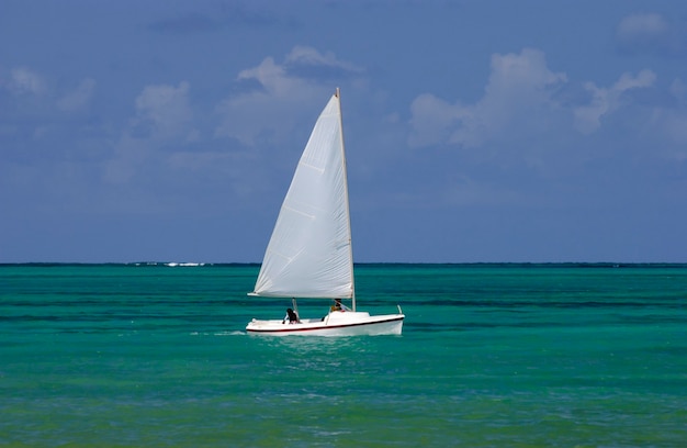 Sailing boat at sea from Joao Pessoa, Paraiba, Brazil.