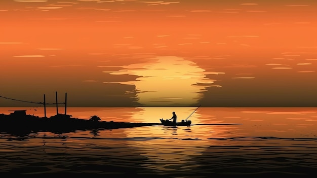 Sailing boat in the sea at sunset generative ai