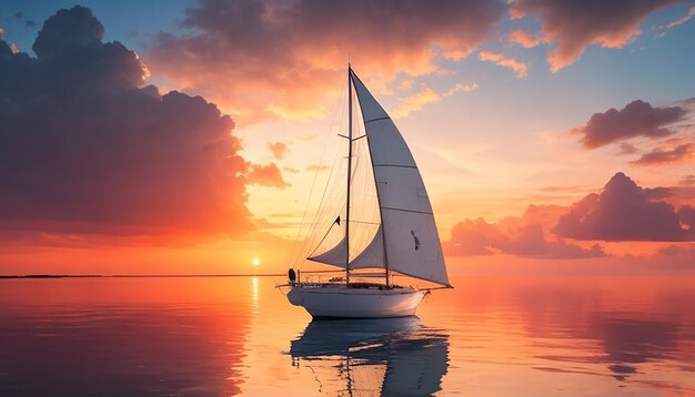 sailing boat in sunset