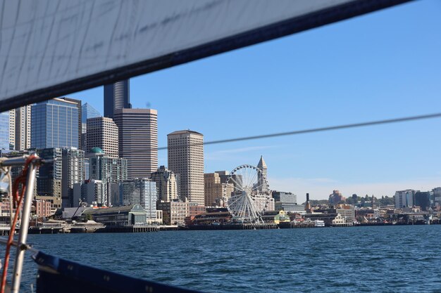 Sailing on the lake near downtown seattle