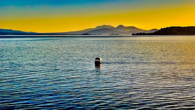 Sailing on Lake Taupo at sunset