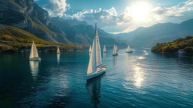 A Sailing Regatta With Sleek Boats Racing Wallpaper