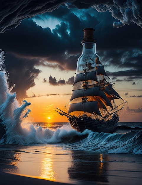 Photo sailing ship in the sea