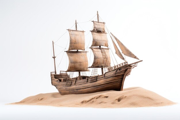 A sailing ship The ship features intricate masts sails and rigging capturing the essence of traditional maritime craftsmanship Isolated on a Transparent Background PNG