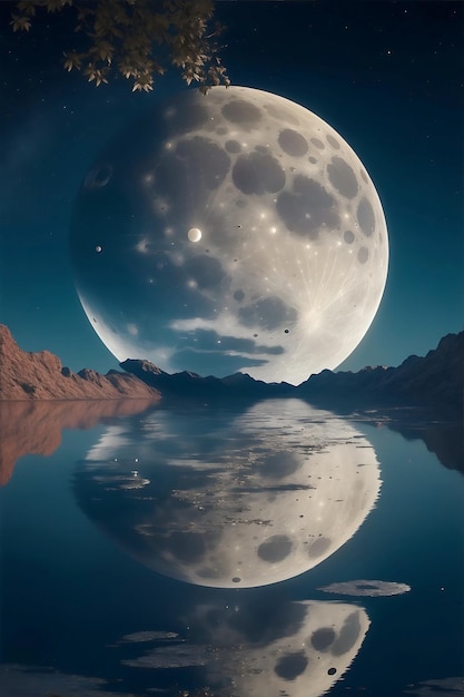 Фото Парусный корабль с луной позади