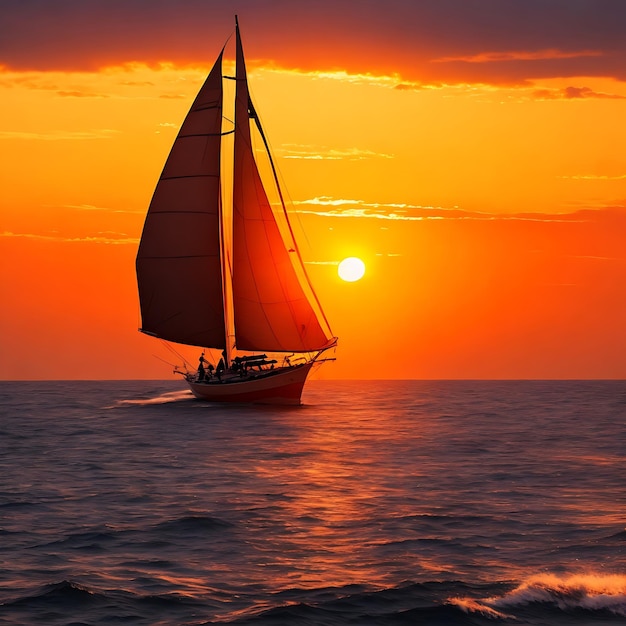 Photo sailing and sunset nature image