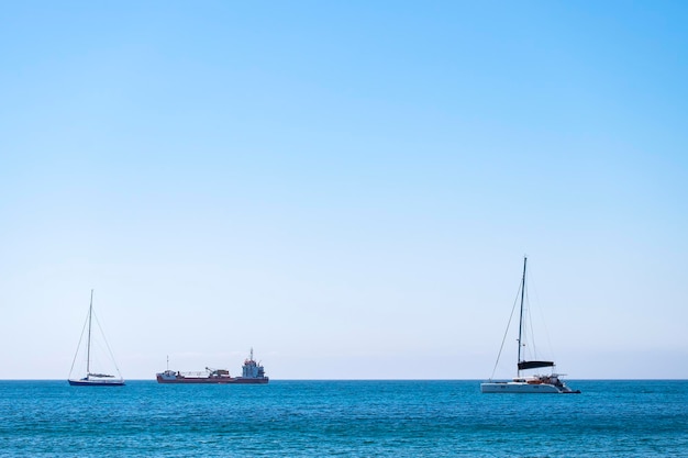 Sailing yacht in Mediterranean sea