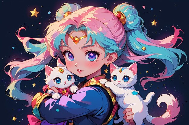 Sailor moon holding a cat