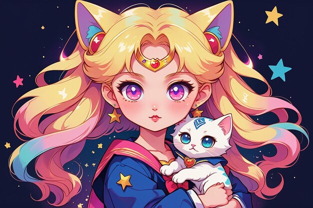 Sailor moon holding a cat