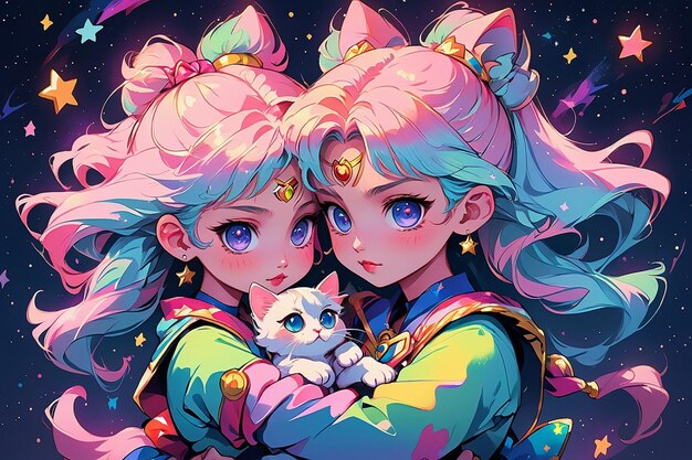 Photo sailor moon holding a cat