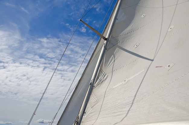 Sails of a yacht against a blue sky