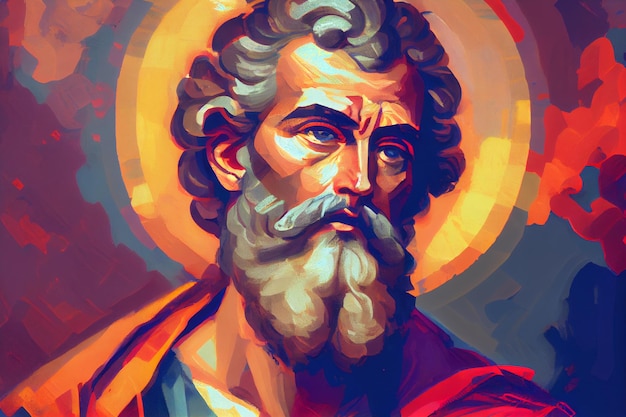 Saint Andrew Apostle of Christ Colored Illustration Generative Ai