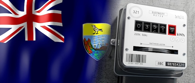 Saint barthelemy country flag and energy meter 3d illustration