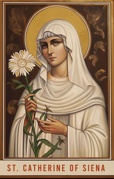 Saint Catherine of Siena painting illustration Generative Ai St Catherine is a famous catholic saint