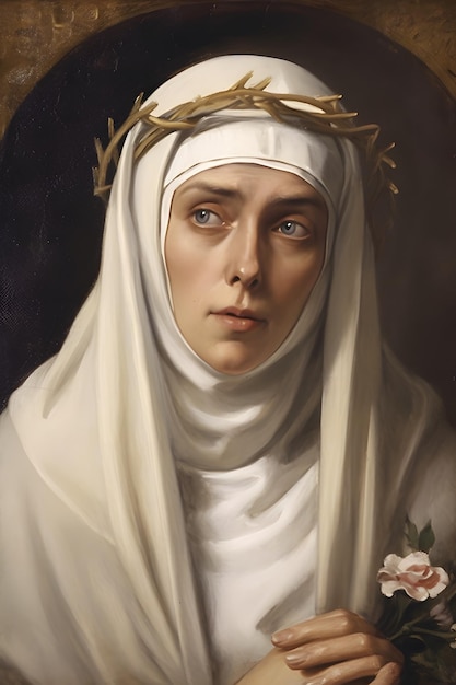 Saint Catherine of Siena painting illustration Generative Ai St Catherine is a famous catholic saint