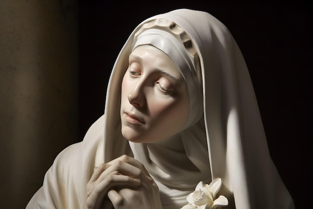Saint Catherine of Siena sculpture illustration Generative Ai St Catherine is a famous catholic saint
