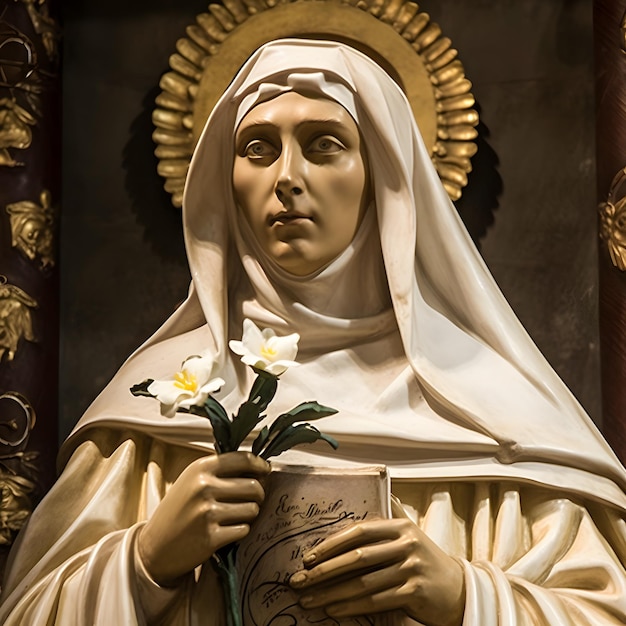 Photo saint catherine of siena sculpture illustration generative ai st catherine is a famous catholic saint