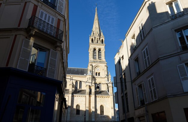 The saint clodoald church was built in 18151892 in a romanesque\
gothic style saint cloud town france