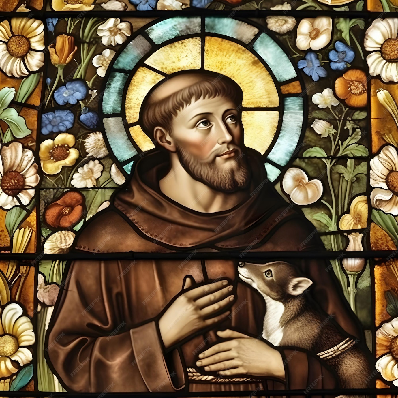 Saint Francis of Assisi Stained Glass style Generative Ai St Francis of ...
