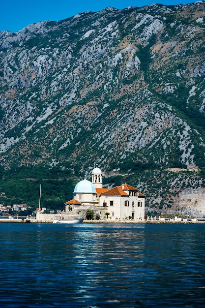 Saint george island in montenegro view from kotor bay ancients architecture of balkans in adriatic s