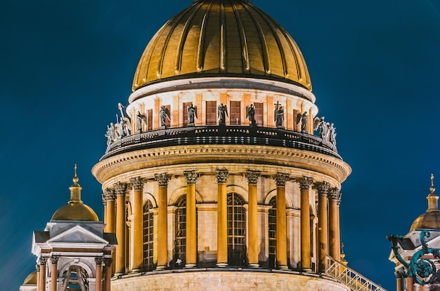 Saint Isaacs Cathedral Night view city SaintPetersburg